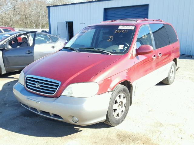 KNDUP131226305927 - 2002 KIA SEDONA EX RED photo 2