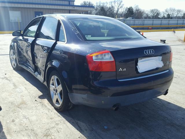 WAULT68E33A188094 - 2003 AUDI A4 3.0 QUA BLUE photo 3