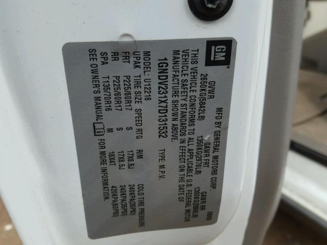 1GNDV231X7D131532 - 2007 CHEVROLET UPLANDER L 白色 照片 10