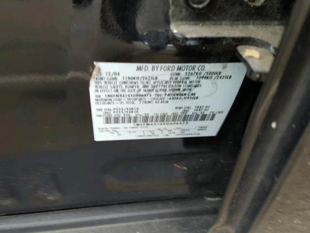 1MEFM43145G606473 - 2005 MERCURY MONTEGO PR 黑色 照片 10