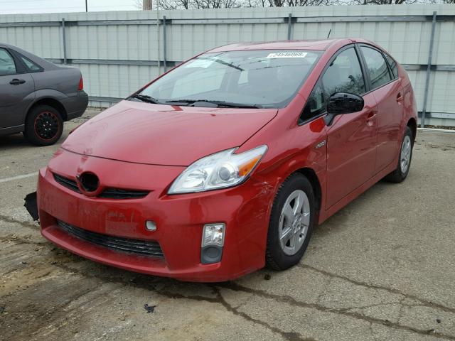 JTDKN3DU4A0167150 - 2010 TOYOTA PRIUS RED photo 2