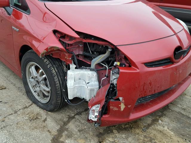 JTDKN3DU4A0167150 - 2010 TOYOTA PRIUS RED photo 9