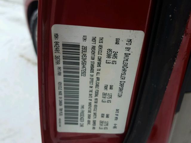 2B3LA53H56H472922 - 2006 DODGE CHARGER R/ RED photo 10