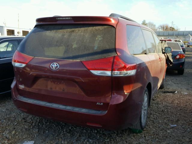 5TDYK3DC6ES525264 - 2014 TOYOTA SIENNA XLE RED photo 4