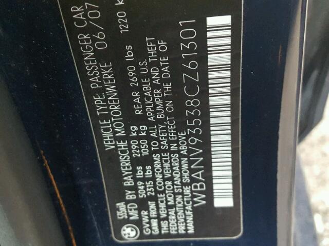 WBANV93538CZ61301 - 2008 BMW 535 XI Mavi fotoğraf 10