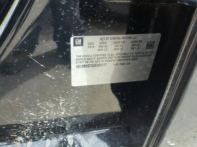 1G1ZB5STXGF255177 - 2016 CHEVROLET MALIBU LS BLACK photo 10