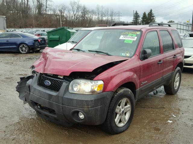 1FMCU59H07KB69713 - 2007 FORD ESCAPE HEV RED photo 2