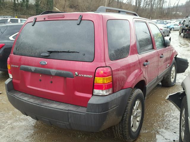 1FMCU59H07KB69713 - 2007 FORD ESCAPE HEV RED photo 4