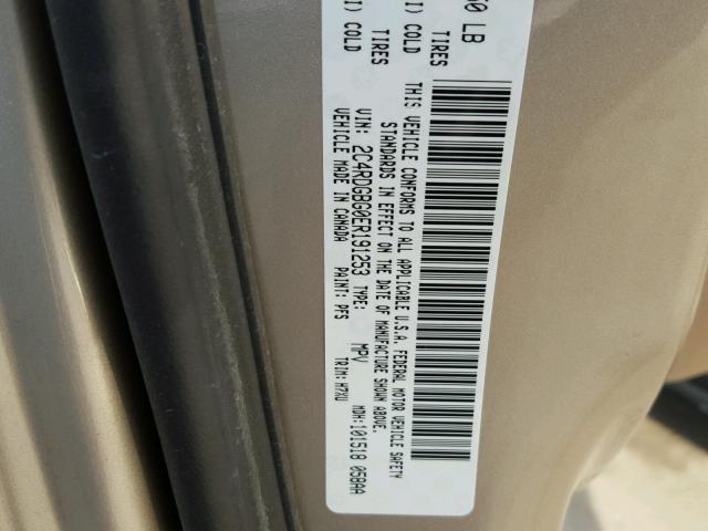 2C4RDGBG0ER191253 - 2014 DODGE GRAND CARA TAN photo 10