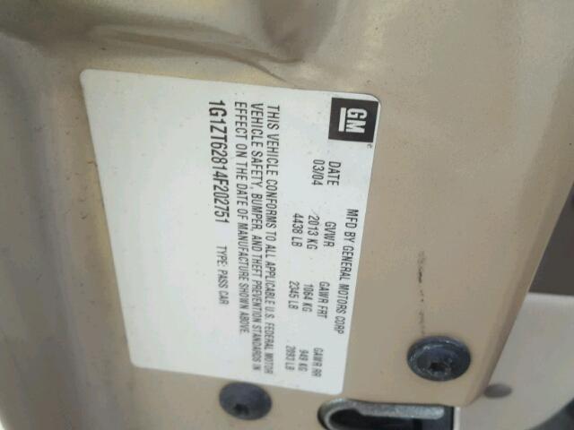 1G1ZT62814F202751 - 2004 CHEVROLET MALIBU MAX 金色 照片 10