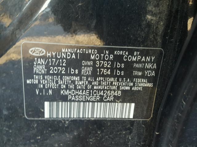 KMHDH4AE1CU426848 - 2012 HYUNDAI ELANTRA GL BLACK photo 10