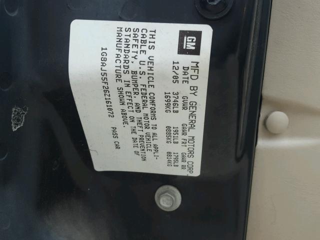 1G8AJ55F26Z161072 - 2006 SATURN ION LEVEL 绿色 照片 10