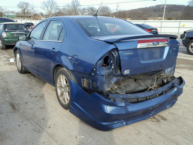 3FAHP0JAXAR266946 - 2010 FORD FUSION SEL BLUE photo 3