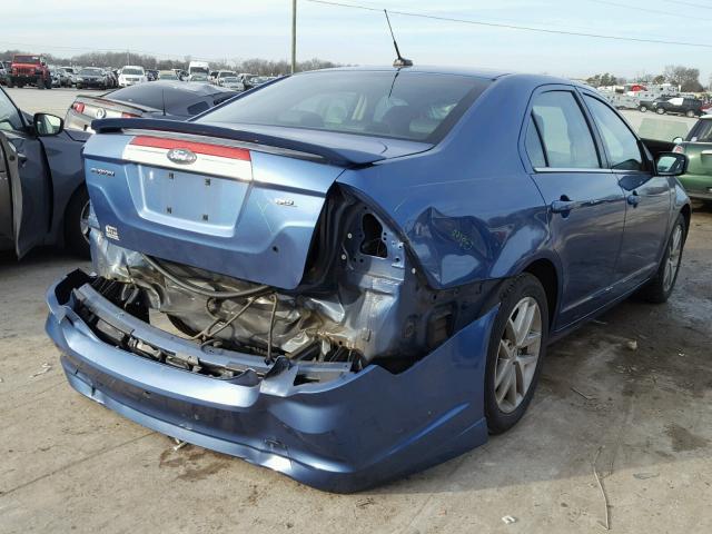 3FAHP0JAXAR266946 - 2010 FORD FUSION SEL BLUE photo 4