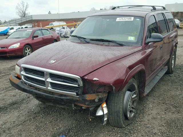 1B4HS48N32F155286 - 2002 DODGE DURANGO SL MAROON photo 2