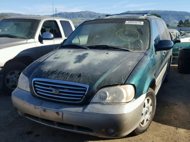 KNDUP131836372789 - 2003 KIA SEDONA EX GREEN photo 2