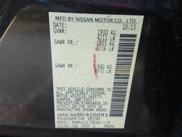 1N4AL3AP0FN920091 - 2015 NISSAN ALTIMA 2.5 GRAY photo 10