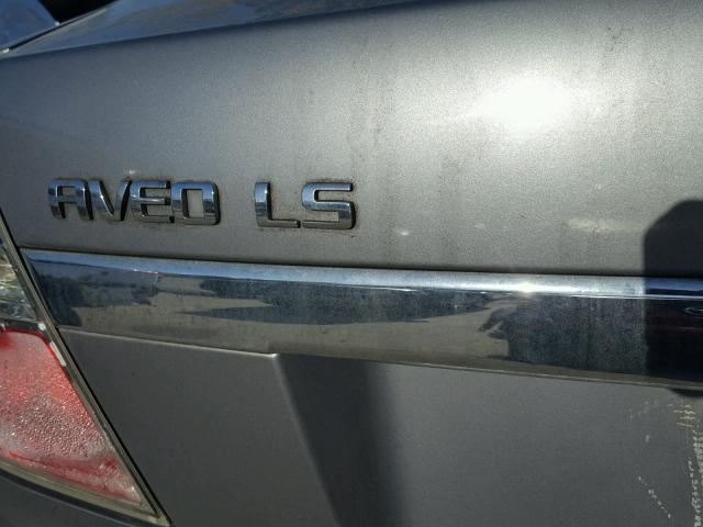 KL1TD56627B074357 - 2007 CHEVROLET AVEO BASE Մոխրագույն լուսանկար 9