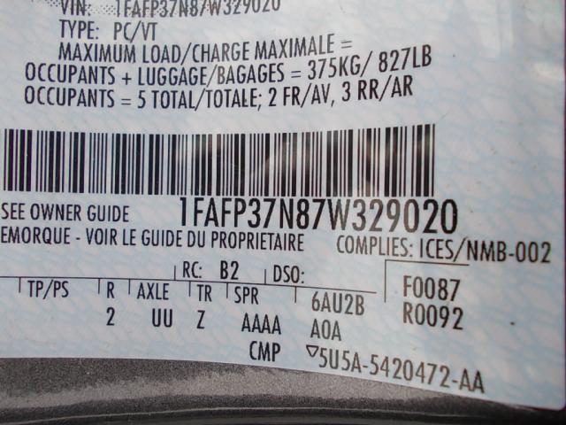 1FAFP37N87W329020 - 2007 FORD FOCUS ZX5 GRAY photo 10