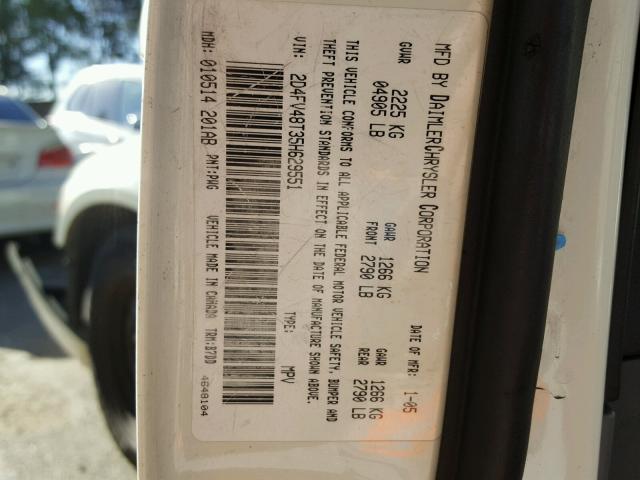 2D4FV48T35H629551 - 2005 DODGE MAGNUM SE WHITE photo 10