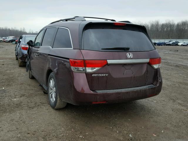 5FNRL5H68EB037780 - 2014 HONDA ODYSSEY EX MAROON photo 3