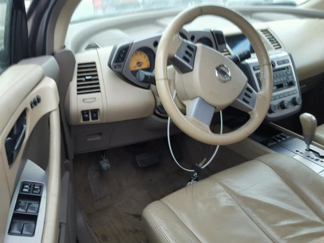 JN8AZ08W63W236922 - 2003 NISSAN MURANO SL TAN photo 9