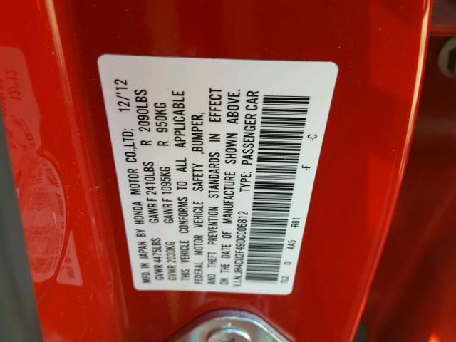 JH4CU2F49DC006812 - 2013 ACURA TSX RED photo 10