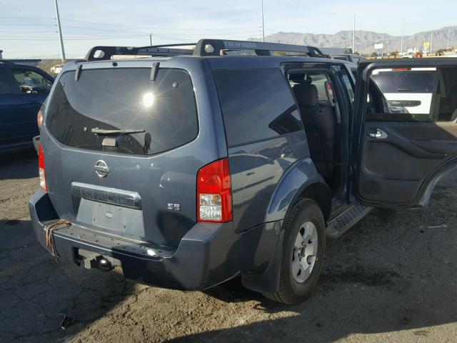 5N1AR18U77C639083 - 2007 NISSAN PATHFINDER BLUE photo 4