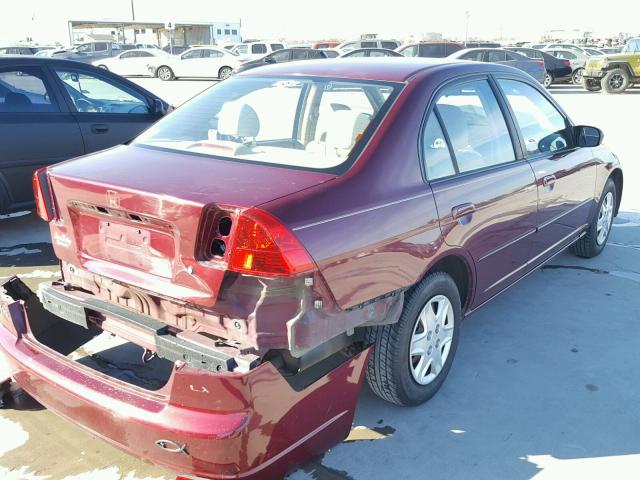 2HGES16593H626429 - 2003 HONDA CIVIC LX MAROON photo 4