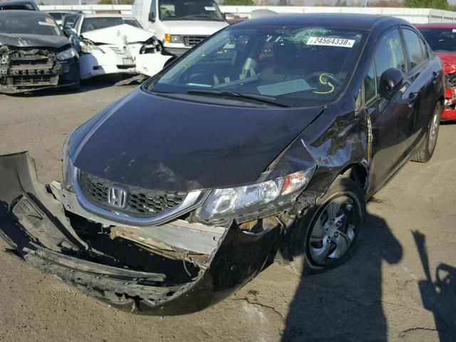 2HGFB2F57EH535334 - 2014 HONDA CIVIC LX BROWN photo 2