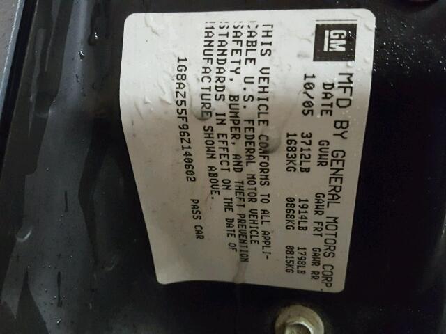 1G8AZ55F96Z140602 - 2006 SATURN ION LEVEL ნაცრისფერი ფოტო 10