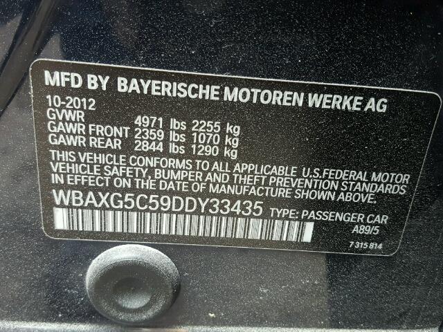 WBAXG5C59DDY33435 - 2013 BMW 528 I BLUE photo 10