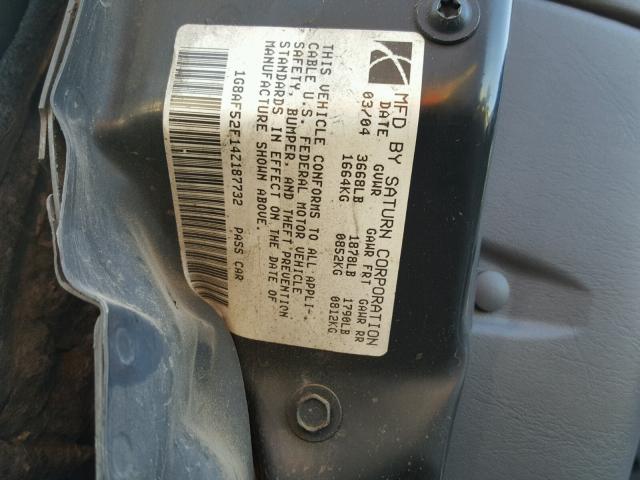1G8AF52F14Z187732 - 2004 SATURN ION LEVEL WHITE photo 10