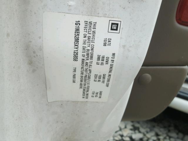 1G1NE52M5XY125858 - 1999 CHEVROLET MALIBU LS 白色 照片 10