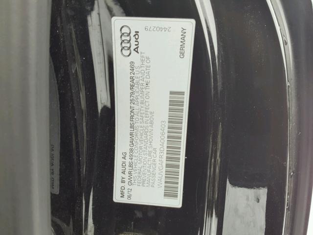 WAUVGAFR3DA006403 - 2013 AUDI S5 PRESTIG BLACK photo 10