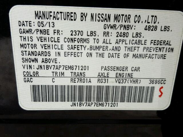 JN1BV7AP7EM671201 - 2014 INFINITI Q50 BASE BLACK photo 10