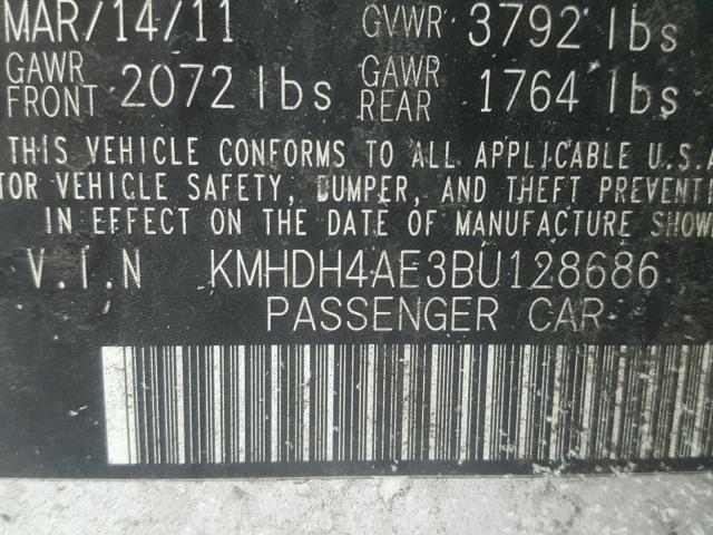 KMHDH4AE3BU128686 - 2011 HYUNDAI ELANTRA GL SILVER photo 10