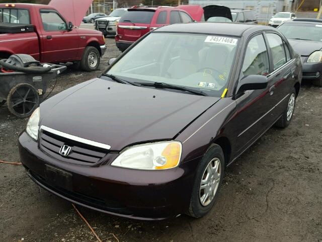 2HGES16541H583292 - 2001 HONDA CIVIC LX PURPLE photo 2