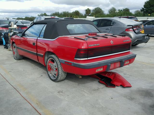 1C3BJ45K9JG336279 - 1988 CHRYSLER LEBARON RED photo 3