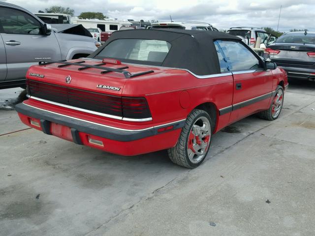 1C3BJ45K9JG336279 - 1988 CHRYSLER LEBARON RED photo 4