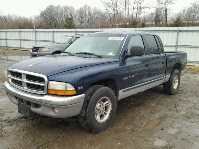 1B7GL2AN7YS671113 - 2000 DODGE DAKOTA QUA BLUE photo 2