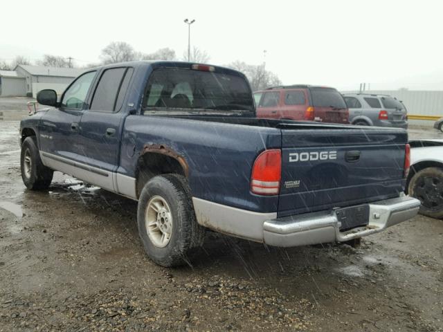 1B7GL2AN7YS671113 - 2000 DODGE DAKOTA QUA BLUE photo 3