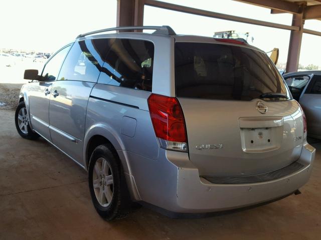 5N1BV28U15N138133 - 2005 NISSAN QUEST S SILVER photo 3