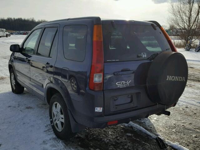 JHLRD78814C053246 - 2004 HONDA CR-V EX BLUE photo 3