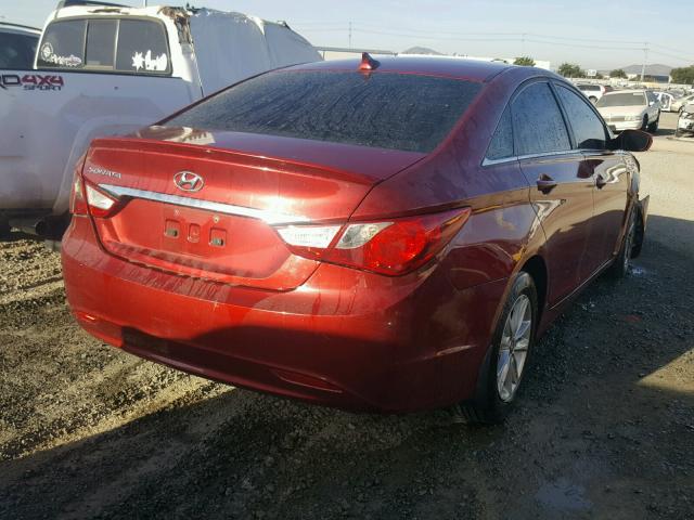 5NPEB4AC7BH288122 - 2011 HYUNDAI SONATA GLS RED photo 4