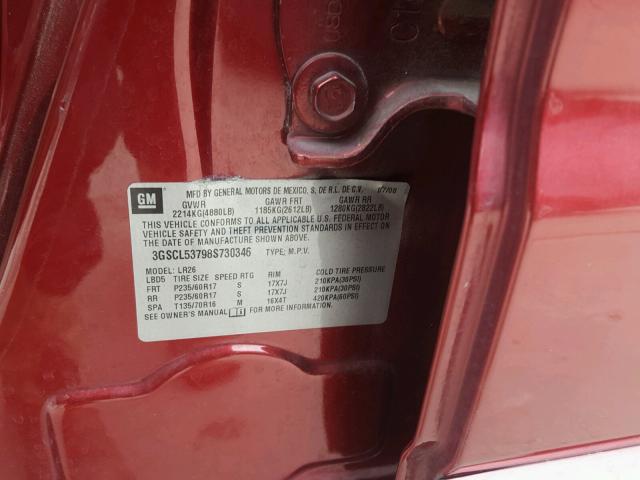 3GSCL53798S730346 - 2008 SATURN VUE XR RED photo 10