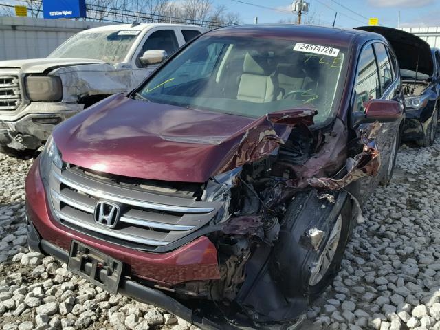 5J6RM4H51EL062624 - 2014 HONDA CR-V EX MAROON photo 2