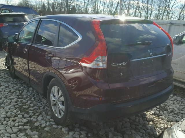 5J6RM4H51EL062624 - 2014 HONDA CR-V EX MAROON photo 3