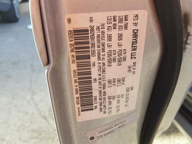 2A8GM68X18R619563 - 2008 CHRYSLER PACIFICA T SILVER photo 10