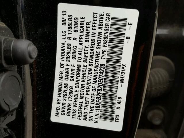 19XFB2F82DE074238 - 2013 HONDA CIVIC EX Qara foto 10